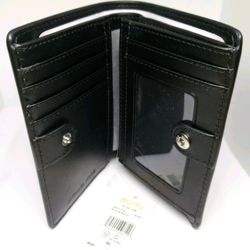 NWT Michael Kors black & gold signature MK Wallet_2